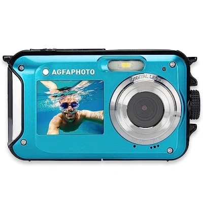 Bild av AGFA Photo Realishot WP8000 vattentät digitalkamera, 24 MP, Full HD video, dubbel LCD skärm, 16x digital zoom, stabilisator, litiumbatteri blå