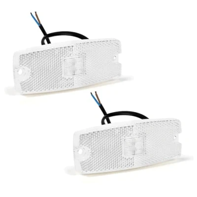 Bild av AOHEWEI 2 x vita sidomarkeringsljus för släp LED lastbil främre position sidoindikatorlampor med reflektor släpvagn Husvagn 10 30V ECE godkänd