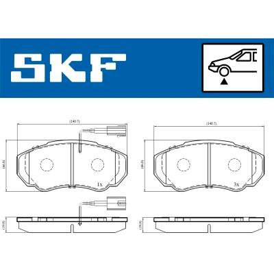 Bild av SKF VKBP 80273 E Jeu de plaquettes frein contact signal d&#039;usure inclus PEUGEOT: Boxer Van, Сamion à Plateau/Сhâssis, Minibus
