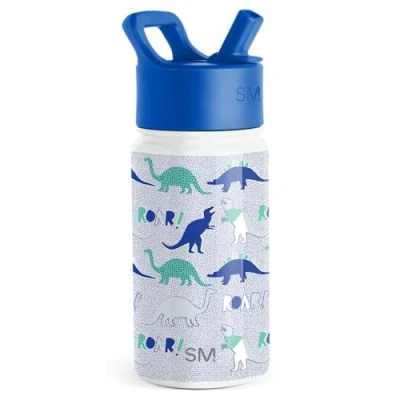 Bild av Simple Modern vattenflaska för barn med sugrör Isolerat rostfritt stål återanvändbar glas småbarn, flickor, pojkar Summit Collection 415 ml Dinosaurie ryta
