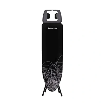 Bild av Taurus Argenta Black Strykbräda 3 höjder upp till 81 cm Hållare för ångstrykstation Skydd 100% bomull mått 32 x 110 halkfri