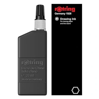 Bild av rOtring isograf flytande bläck på flaska svart 23 ml reservoarpenna