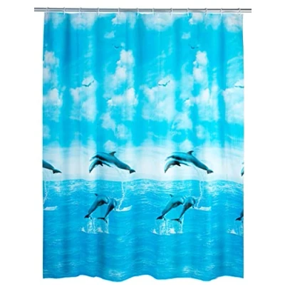 Bild av WENKO Duschdraperi delfin vattentät, lättskött, polyetenvinylacetat, 180 x 200 cm, flerfärgad