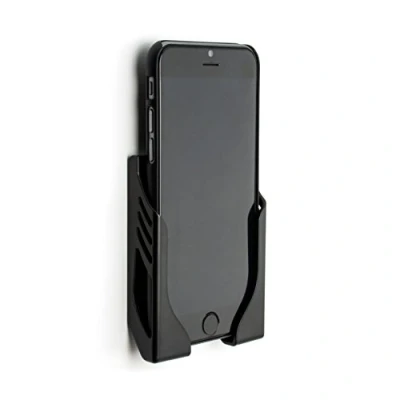 Bild av Dockem Skadefritt väggfäste för iPhone 12, Pro, mini, Pro Max, 11, SE 2, XS/X, XS XR, 8/7, 8/7 Plus, S21, S20 med 3M kommandoremslim: Koalamontering väggdocka [svart]