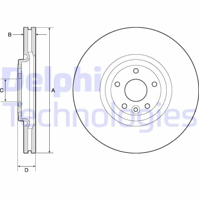 Bild av DELPHI BG9167C Disque de frein 350 32 5 ventilé revêtu non traité sans roulement roue, bague ABS JAGUAR: XF Berline, Sportbrake