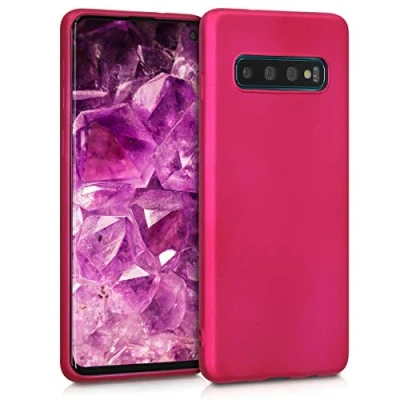 Bild av kwmobile fodral kompatibelt med Samsung Galaxy S10 mjukt smalt metalliskt TPU silikonskydd rosa