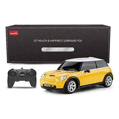 Bild av Mini Cooper S gul 1:24 RC leksaksbil, fjärrkontroll bil, barngåva