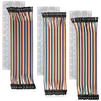 Bild av AZDelivery breadboard Kit 3x Jumper Wire m2m / f2m f2f + Set med 3 MB102 kompatibel Arduino och Raspberry Pi inklusive en E Book!