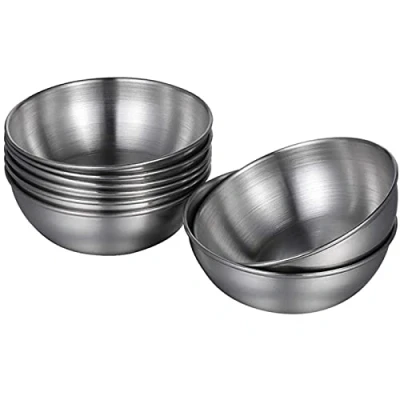 Bild av CTForest 8 stycken rostfria såsskålar, kryddskål, lämplig för ketchup, senap, chilisås, salladsdressing (silver)
