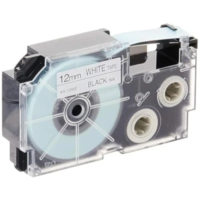 Bild av Casio XR 12WE1 EZ etikett printer självhäftande tejp, 12 mm x 8,0 m, svart