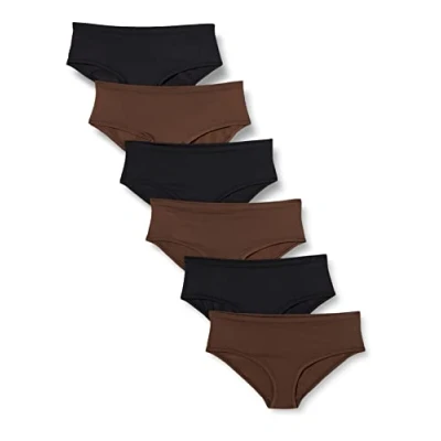 Bild av Amazon Essentials hipsterunderkläder för kvinnor (finns i plusstorlek), paket med 6, svart/rik hassel, 3X