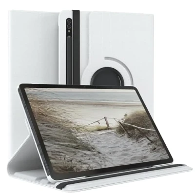 Bild av EAZY CASE Fodral för surfplatta Samsung Galaxy Tab S8 Skyddsfodral 11 tum Rotationsfodral att ställa den upp Vändbart 360 roterbart med ståfunktion Konstläder Vit