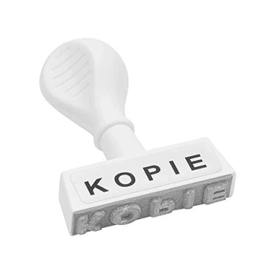 Bild av WEDO 19324 lagertext stämpel KOPIE, plast, avtrycksbredd ca 45 mm, teckenhöjd 6,5 ergonomiskt handtag, vit