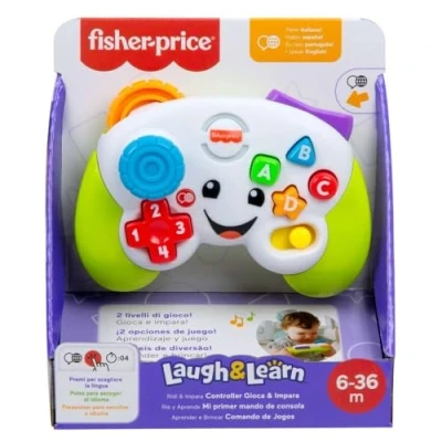 Bild av Fisher Price Laugh &amp; Learn My First Console Controller Gaming med musik och ljus, för pojkar flickor +6 månader, flerspråkig version: engelska, italienska, portugisiska, spanska,