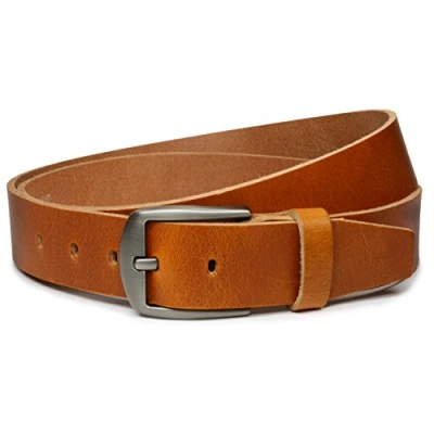 Bild av Vascavi Läderbälte, fullläderbälte, buffelläder, jeansbälte, ca 4 cm bred, byxbälte, Made in Germany, Konjak (ljusbrun), 43W x 47L