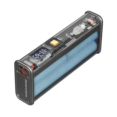 Bild av Mars Gaming MPK 20K, Power Bank 22,5 W, Samsung 20 000 mAh batterier, QC3.0 &amp; PD3.0 snabbladdning, smart display med laddningskontroll, externt multiladdningsbatteri, universell anslutning, svart