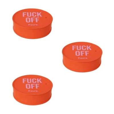 Bild av Fisura Lock med läkemedelskoppar &quot;F*ck off&quot; rött 3 stycken. Original dryckesskydd, återanvändbart dryckesskydd. Skydd av spillsäkert glas tillverkat silikon. stycken