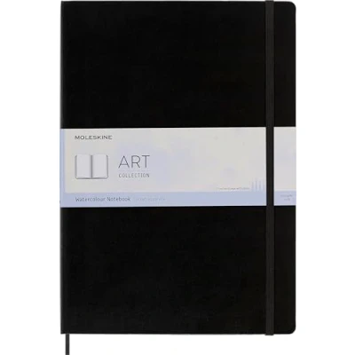 Bild av Moleskine 29.7 x 42 cm A3 Size Watercolour Notebook Classic Notebook, Paper Suitable for Pencils and Paints Hard Cover Elastic Closure, Colour Black, 60 Pages