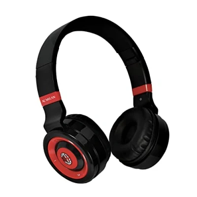 Bild av AC Milan trådlösa hörlurar med over ear hörlurar, hopfällbara inbyggd mikrofon, HiFi Stereo, Micro SD kortplats, FM radio för iPhone/Android/Resor/PC