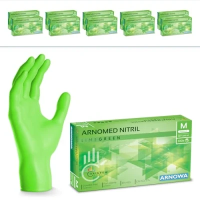 Bild av 2000x ARNOMED engångshandskar gröna, nitrilhandskar M, med 2000 st, puderfria, latexfria gummihandskar, finns i XS, S, L &amp; XL