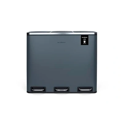 Bild av Les Collectors N984, Poubelle à pédale en acier, 60L. Fermeture intelligente, 3 compartiments. Acier inoxydable, finition anti traces de doigts, gris.