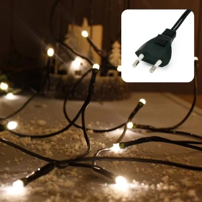 Bild av hellum LED mini ljusslinga inomhus, 1,35 m ljuslängd 10 klassisk varm vit med kontakt, julgran, ljuskedja, strömkabel grön, kontakt 1,5 m, 579123