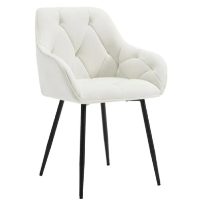 Bild av WOLTU Matrumsstol, köksstol, stol matsal vardagsrum, ergonomisk fåtölj, armstödsstol, stoppstol, sammet, metallben, kräm, EZS02cm 1