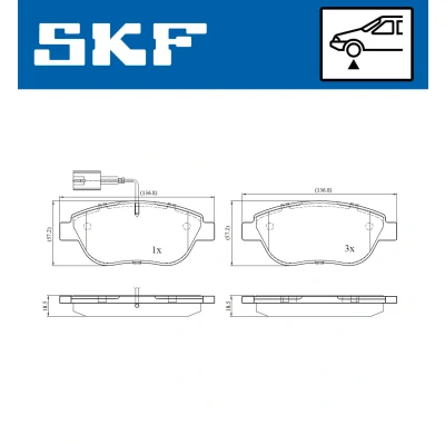 Bild av SKF VKBP 80217 E Jeu de plaquettes frein contact signal d&#039;usure inclus FIAT: Fiorino MPV