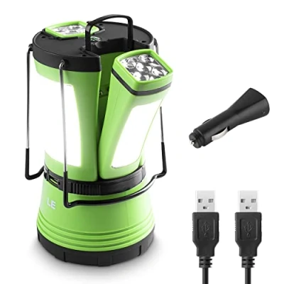 Bild av LE LED campinglampa med 2 avtagbara ficklampor, batteridriven och batteri nödlampa, 600 lumen tältlampa, utomhus söktstrålkastare för nödsituationer, vandring, fiske, strömavbrott etc.