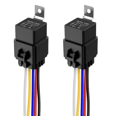 Bild av Gebildet 2st 40/30 Amp Vattentät Reläomkopplare Sele Set 12 V DC 5 stifts SPDT Bilreläer AWG Heta Ledningar