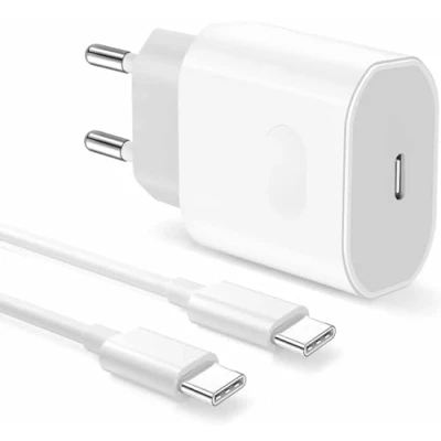 Bild av Laddare för iPhone 15 USB C adapter, 20 W, med 2 m typ laddningskabel, Pro/15 Pro Max/Plus, iPad 12.9/11/Air/Mini, strömadapter, snabbladdare