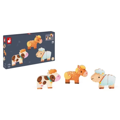 Bild av Janod Funny Farm Animals Magnets Wooden Magnetic Early Learning Toy Handling and Dexterity from 18 Months Onwards, J08058