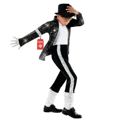 Bild av Morph Sångarkostym, popstjärnkostym för barn, disco, popstjärnkostym, Superstar 80 tal, barnkostym, halloween, karneval, M