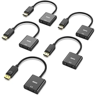 Bild av BENFEI DisplayPort till VGA 5 pack, guldpläterad DP adapter (hane hona) kompatibel med Lenovo, Dell, HP, ASUS