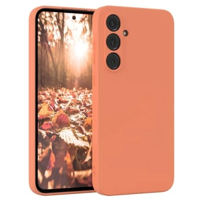 Bild av EAZY CASE Silikonfodral för Galaxy A55 Mjukt stötsäkert mobilskal skyddsfodral med kameraskydd Tunt Premium TPU Telefonstötfångare i Orange