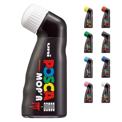 Bild av POSCA Uni Mitsubishi Pencil MOP&#039;R Märkpenna XXL rund spets 3 19 mm ergonomisk form, halvstyv kropp vattenbaserad färgmarkör alla underlag vit