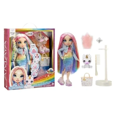 Bild av RAINBOW HIGH Modelldocka med slime och husdjur Amaya (regnbåge) 28 cm Paljetterad docka gnistrande slime, magiskt tillbehör 412