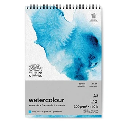 Bild av Winsor &amp; Newton 6662580 Classic akvarellpapper i spiralbindning 12 ark DIN A3, 300 g/m², kallpressat, lätt texturerat vitt papper arkiverbar kvalitet, gulbeständigt