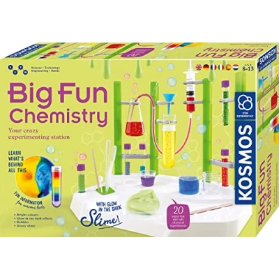 Bild av KOSMOS Big Fun Chemistry den galna kemistationen, experimentlåda, laboratorium för barn från 8 år, levande slem, bubblande vätskor, skiftande färger, flerspråkig instruktioner