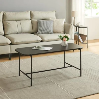 Bild av [en.casa] Mittbord Vardagsrum Lågt Sidobord Soffbord Rektangulärt 110 x 50 45 cm Svart