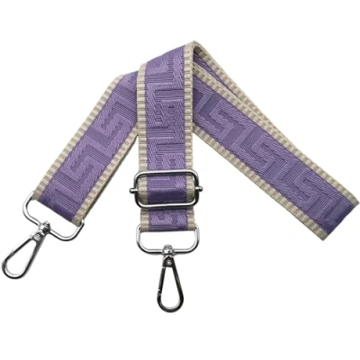 Bild av axelrem för väska väskremmar ombyte, justerbar väskrem bred 3,8 cm med silver karbinhake fickband bärrem handväskor dam, färgglad, K, Khaki/lila, 80 130cm