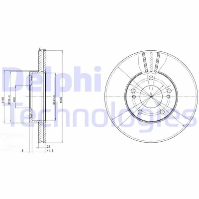 Bild av DELPHI BG2682 Disque de frein 280 22 5 ventilé huilé non traité sans roulement roue, bague ABS NISSAN: Maxima IV QX Berline, Skyline Coupe