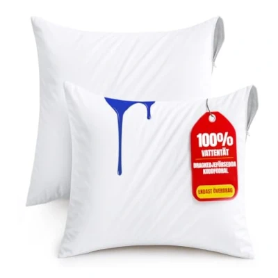 Bild av Utopia Bedding Kuddskydd Vattentätt 80x80 cm (Set med 2) Dragkedja, Kuddfodral, Oeko TEX Certifierad Kuddöverdrag