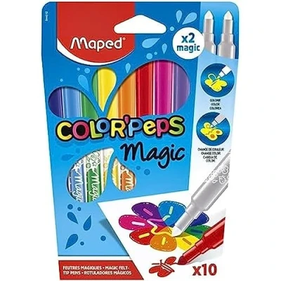 Bild av Maped filtpennor, fiberpenna COLOR&#039;PEPS MAGIC fasade, mjuk spets x10 pennor + 2 magiska filtpennor
