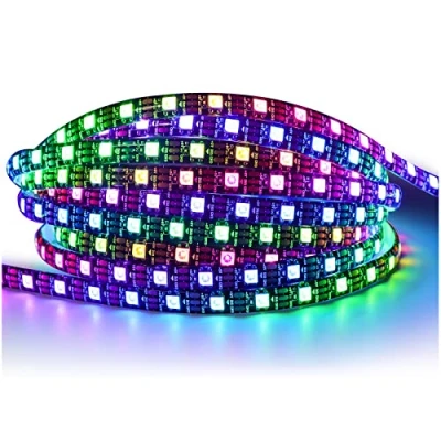 Bild av Tesfish WS2812B LED Remsa 5V IP65 Vattentät RGB Pixel Strip 5 Meter SMD 5050 300 LEDs Svart PCB Fullfärg Individuell Adresserbar Smart Ljus för Reklamdekoration DIY Projekt