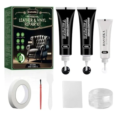 Bild av HASAIKA® Reparationssatser för läder, läderkräm, reparation av läderrester, 100 ml sprickreparation möbler, soffor, läderjackor, bälten, båtsäten