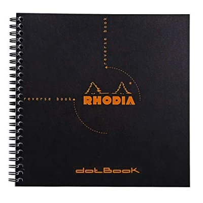 Bild av RHODIA 193639C spiralanteckningsbok (full bindning) omvänd bok svart 21 x cm prickig 160 avtagbara sidor Clairefontaine papper 80 g/m mjukt och motståndskraftigt skydd klassisk