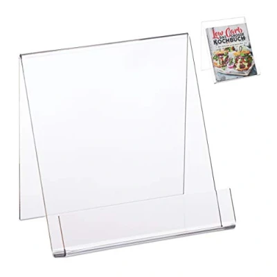 Bild av 4 x bokstativ A5, akryl lästativ för böcker, stabil, broschyrhållare H B D 15 11,5 cm, transparent