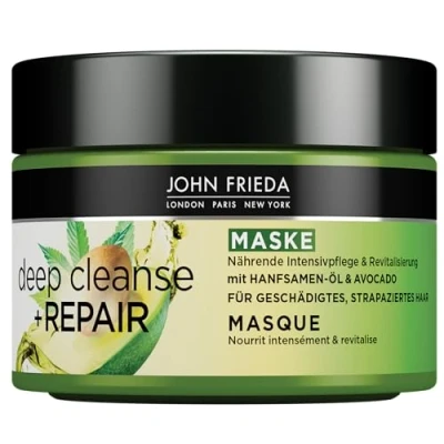 Bild av John Frieda Deep Cleanse &amp; Repair Mask/behandling innehåll: 250 ml Med hampfröolja + närande avokado lugnande hårmask för skadat hår