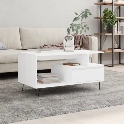 Bild av Soffbord vit 90x49x45 cm konstruerat trä